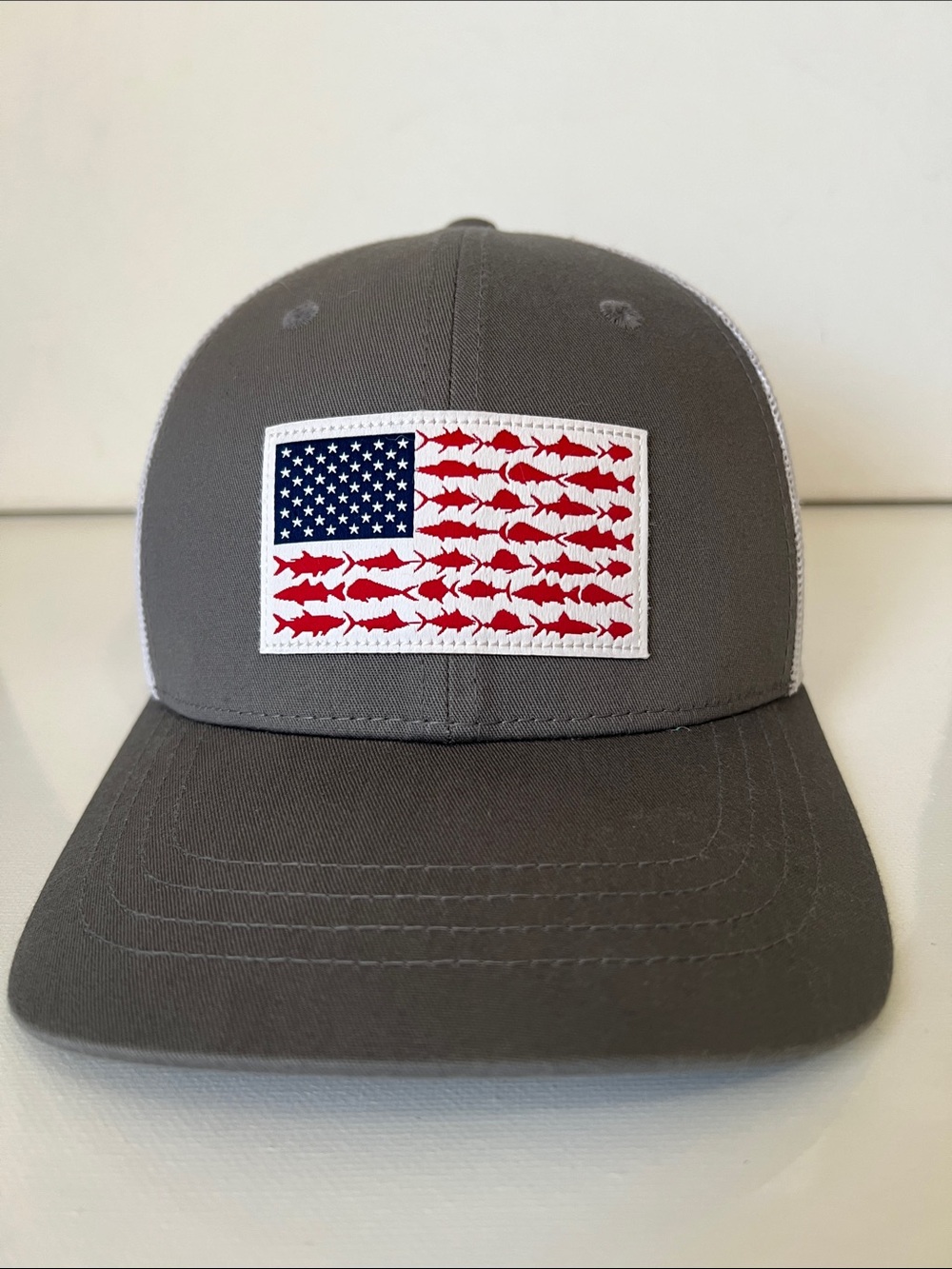 Columbia Youth Trucker Hat with Fish-Flag Patch